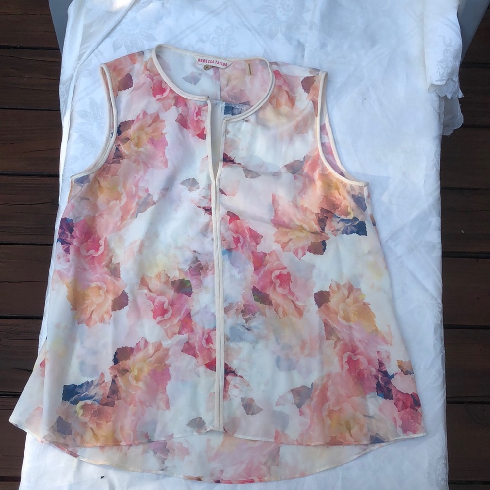 Rebecca Taylor Summer Offwhite Floral Silk Blouse